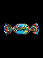 Colorful wrapped candy with blue, red, and yellow foil isolated on transparent background. Ready for clipart, stickers, print-on-demand designs, and sublimation projects.