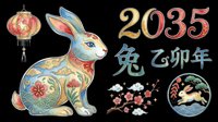 Colorful Chinese zodiac rabbit for 2035 year of the rabbit, with lantern and cherry blossom, isolated on transparent background, ready for stickers, sublimation, t-shirt design.