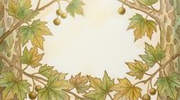 Autumn hop plant leaves and seeds frame a cream background, ideal for brewery labels, craft beer packaging, and seasonal beverage designs.