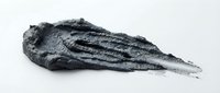 Fossilized squid specimen with elongated body and preserved tentacle impressions on white background, suitable for paleontology education and scientific illustration.