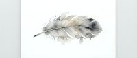 Watercolor feather with soft gray and brown tones isolated on white background for nature design projects and artistic compositions.