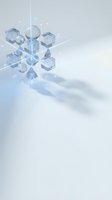 Abstract blue geometric cubes and spheres floating in cloudy sky with light rays and sparkles creating futuristic digital technology atmosphere.
