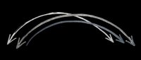Curved arrow pointing downward with multiple directional indicators isolated on transparent background, ready for design use on t-shirts, clipart, stickers, and print-on-demand products.