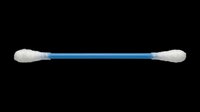 Cotton swab with blue plastic stick and white fluffy tips, isolated on transparent background, ready for stickers, clipart, print on demand, and t-shirt design use.