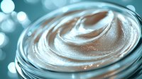 Luxurious silver metallic cream swirl in glass jar with elegant bokeh background for premium skincare and cosmetic product packaging design.