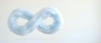 Soft blue watercolor infinity symbol on white background representing endless possibilities, eternity, mathematics, and spiritual concepts for design projects.