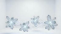 Delicate crystal flower fairy lights with soft blue glow creating magical ambiance for home decor and festive celebrations on white background.