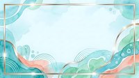 Layered abstract waves in turquoise, mint, and coral tones with flowing organic shapes and circular elements, isolated on white background for design projects.