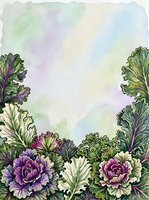 Watercolor floral border featuring purple and cream peonies with green foliage on soft pastel background, isolated design for invitations, cards, and decorative projects.
