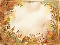 Vintage autumn foliage frame with ornate borders and watercolor leaves in warm fall tones, ideal for invitations, backgrounds, and seasonal design projects.