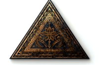 Mystical triangle ornament with lotus flower and sacred geometry patterns in copper and black colors on isolated background. Decorative esoteric design element.