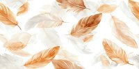 Delicate floating feathers in soft peach and white create an ethereal seamless pattern. Gentle watercolor style plumes drift on pure background for textile and wallpaper designs.