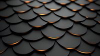 Dark overlapping scales with glowing copper edges create dramatic pattern and texture. Abstract background design for luxury and premium concepts.