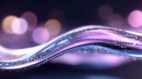 Abstract flowing wave with glittering particles and bokeh lights in purple and pink tones creating dynamic motion effect for modern digital backgrounds.
