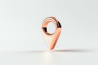 Metallic rose gold location pin icon floating on white background, symbolizing navigation and mapping for mobile applications and web design.