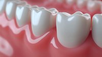 Close-up view of healthy white teeth and pink gums showing detailed dental anatomy with realistic texture and shading, suitable for dental and medical presentations.