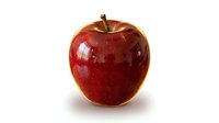 Fresh red apple with glossy skin and stem isolated on white background, suitable for healthy eating, nutrition, and food design projects.