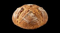 Rustic whole grain artisan bread loaf isolated on transparent background, ready for bakery menus, food blogs, stickers, print on demand, and T-shirt design use.