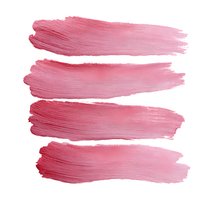 Pink watercolor brush strokes on white background, isolated artistic elements for creative design projects and digital collages.