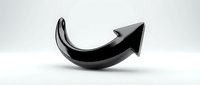 Curved black arrow pointing upward on white background, symbolizing growth, progress, and positive business direction for corporate presentations.