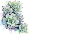 Watercolor succulent plants arrangement with green and purple tones on white background for botanical design projects and natural decor elements.