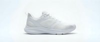 White running sneaker with mesh upper and cushioned sole, isolated on light background. Modern athletic footwear for sport and casual wear.