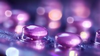 Macro shot of electronic circuit board components with purple and pink bokeh lights creating dreamy atmosphere. Close up view of technology details.