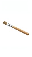 Paint brush with natural bristles and wooden handle, isolated on white background. Suitable for art, design, and craft projects.