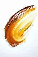 Dynamic orange and yellow paint brush stroke on white background creating flowing artistic movement for creative design projects.