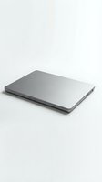 Closed silver laptop on white background, isolated and ready for design use on marketing materials, websites, and tech product presentations.
