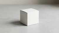 White cube on neutral background with soft shadow for minimalist design projects and geometric concepts.