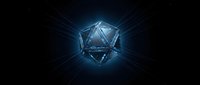 Glowing geometric polyhedron with blue neon light rays on dark background, suitable for technology, science, and digital design projects.