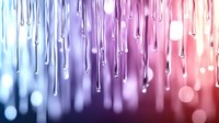 Abstract colorful gradient background with hanging water droplets and bokeh light effects in blue, purple and pink tones for modern design projects.