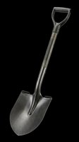 Shovel with rounded blade and D-grip handle isolated on transparent background, ready for gardening, landscaping, construction, and print-on-demand designs like t-shirts and stickers.