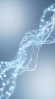 Abstract flowing wave with sparkling particles and bokeh lights on soft blue gradient background for digital design and technology concepts.