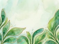 Watercolor botanical leaves in shades of green and gold arranged on cream background, isolated design element suitable for stationery, invitations, and decorative projects.