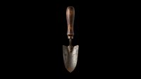 Vintage garden spade with wooden handle isolated on transparent background, ready for gardening, landscaping, agriculture, and design projects like t-shirts, clipart, and print-on-demand products.