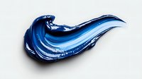 Dynamic swirling blue paint splash frozen in motion against white background, glossy liquid abstract shape with light and dark tones creates flowing movement effect.