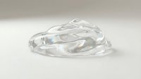 Clear glass contact lens with rainbow light reflections on neutral background for optical healthcare and vision correction concepts.