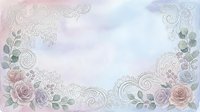 Vintage floral frame with roses and ornamental scrolls on soft pastel background, isolated design element for wedding invitations, greeting cards, and decorative projects.