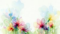 Delicate watercolor flowers in soft pastels create an artistic floral border on white background, perfect for spring designs and feminine projects.