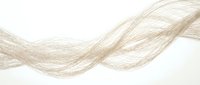 Flowing blonde hair strands creating elegant waves on white background, isolated for beauty and haircare design projects.