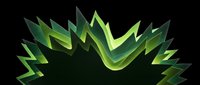 Layered green spiky burst shape with glowing gradient effect, isolated on transparent background. Great for stickers, t-shirt design, print on demand, and clipart projects.