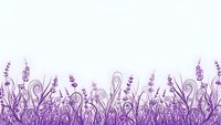 Purple lavender field border with decorative swirls on light background. Floral botanical frame for aromatherapy, spa, wellness, natural cosmetics designs.