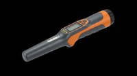 Handheld digital pen detector tool with orange and gray body, isolated on transparent background, ready for T-shirt, sticker, clipart, and print on demand design use.