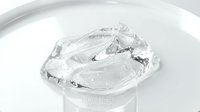 Transparent ice cube with crystalline structure isolated on white background, ready for design projects, beverages, cooling concepts, and commercial applications.