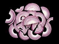 Sliced red onion rings scattered on transparent background, isolated and ready for food blogs, recipe cards, stickers, print on demand, and T-shirt design use.