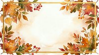 Autumn leaves and berries frame a cream background with golden border, creating a seasonal design for fall greetings, invitations, and holiday marketing materials.