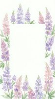 Watercolor lavender frame with purple and pink flowers on white background for wedding invitations, greeting cards and romantic designs.