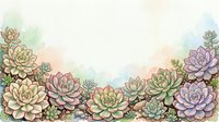 Watercolor succulent plants arranged in a row with soft pastel colors and botanical details, isolated on white background for design projects, invitations, and decorative applications.